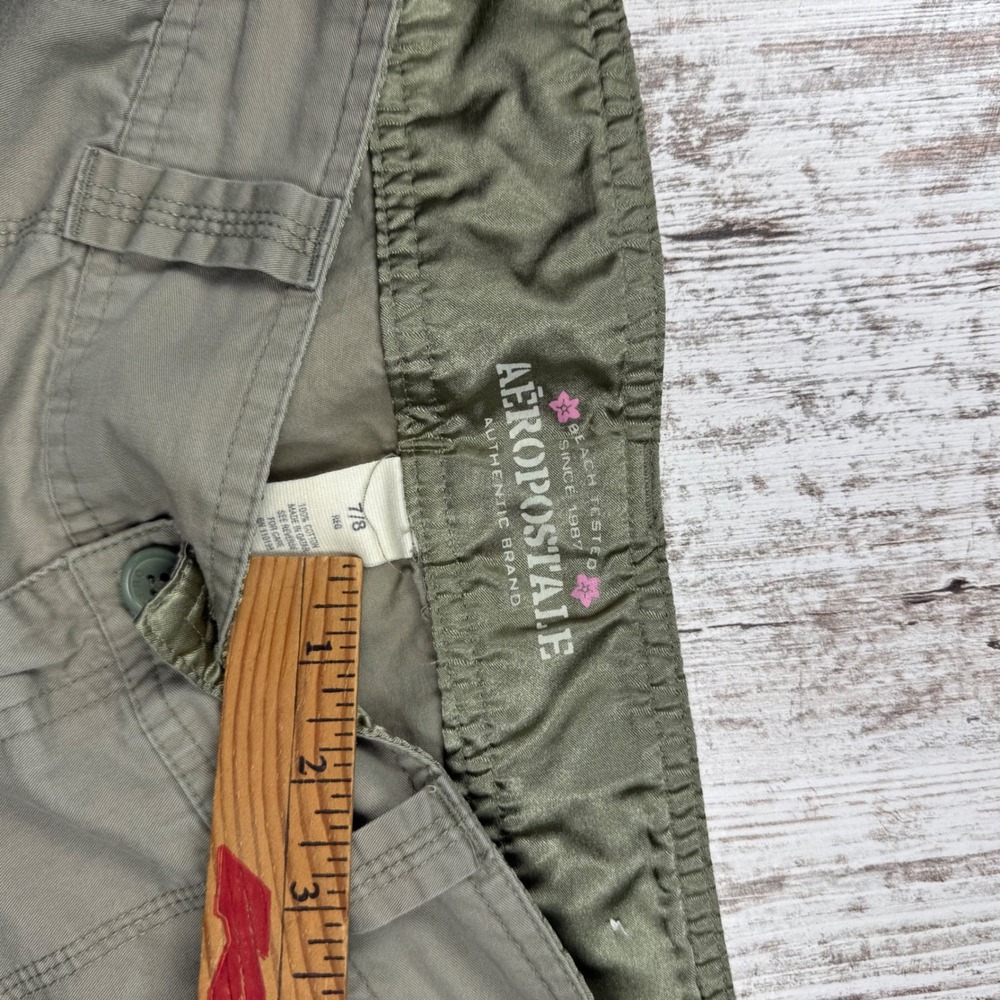 VTG Y2K Aeropostale 7/8 Green Cargo Pants Wide Leg Utility Baggy Steetwear - Picture 4 of 12